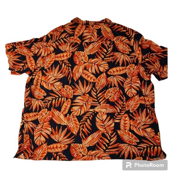 Goodfellow 5XL Tall Button Down Navy Palm Print Shirt - Picture 2 of 5